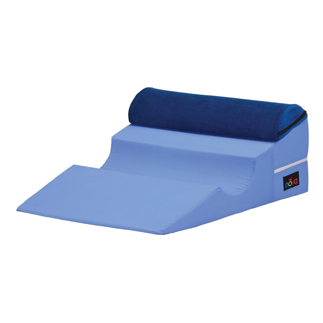 The Nova Bed Wedge for Back & Side Sleepers with Half Roll Pillow Insert - 2 Pack features an inclined design and detachable headrest, providing versatile back support or optimal positioning for side sleepers during rest or therapy.